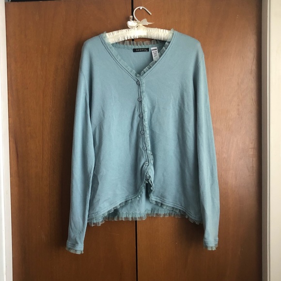 vintage light blue george cardigan - Picture 1 of 4